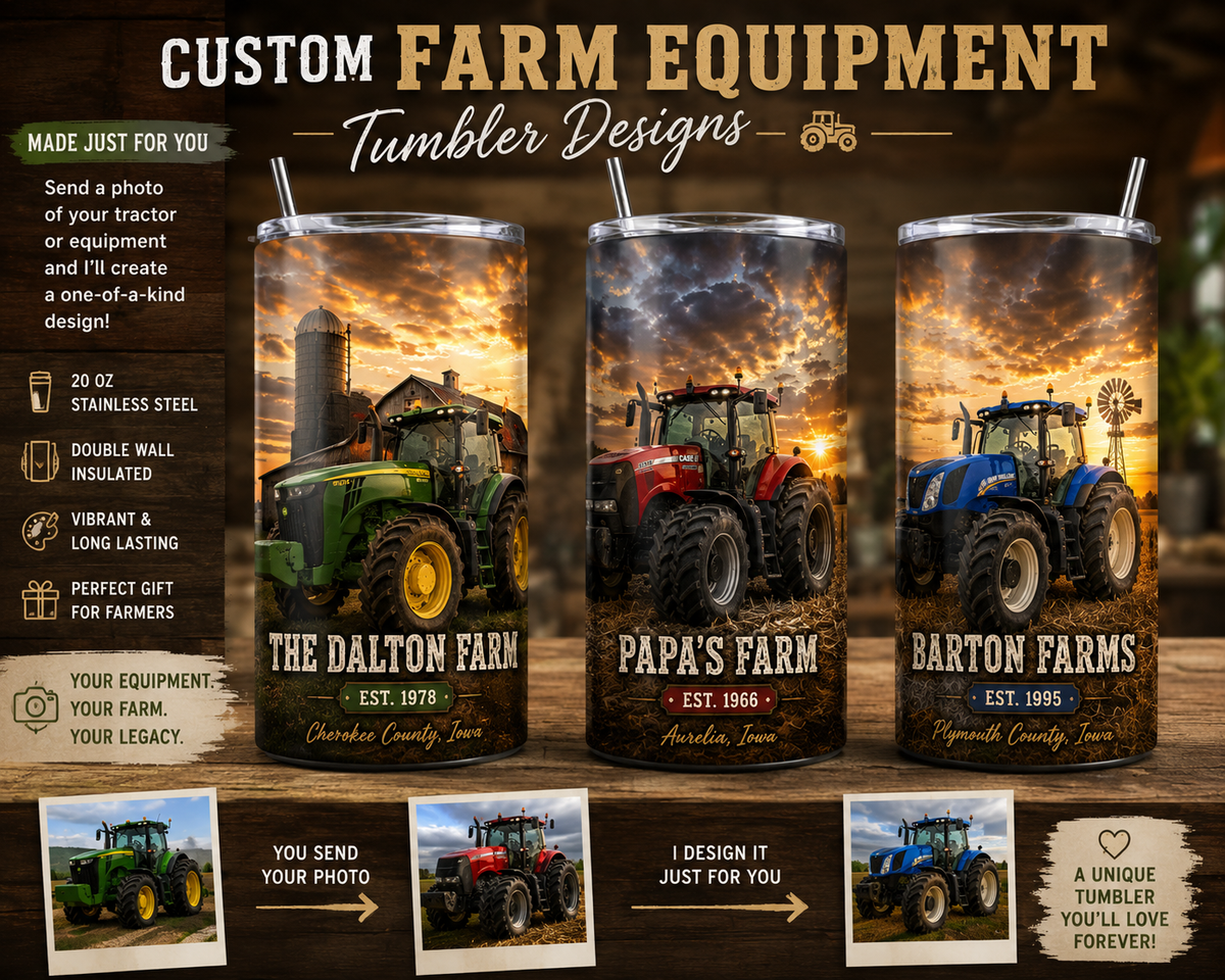 Custom Farm & Tractor Photo 20 oz Tumbler | Personalized Farmer Gift