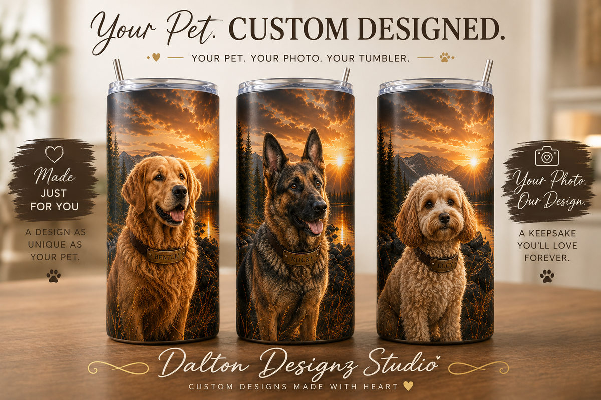 Custom Pet Photo 20 oz Tumbler | Personalized Dog & Pet Gift