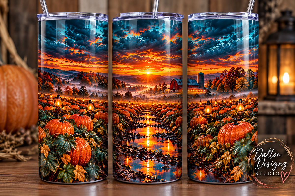 Fall Sunset Pumpkin Patch Sublimated Tumbler