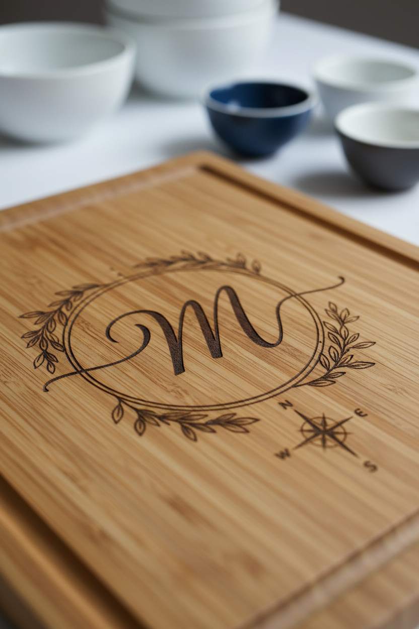 Bamboo Charcuterie Board - Engraving Detail