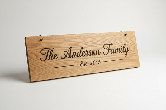 Custom laser engraved family name sign
